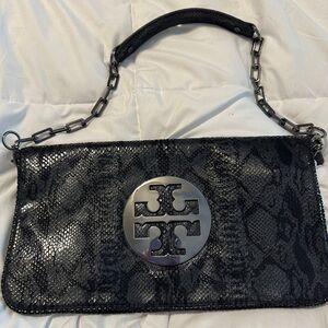 Tory Burch Chain-Linked Snakeskin Purse
